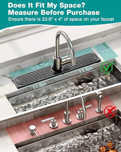 Stone Faucet Mat for Kitchen Sink, Diatomite Sink Protectors - Prevent Moisture Drying Stone Tray Fit Kitchen Counter & Bathroom Counter (Dark Gray, 23.6" x 4") - color: Dark Gray, size: 23.6" x 4"