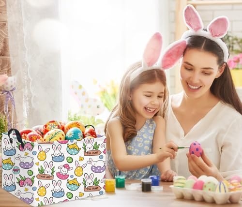 HIYAGON Rectangular Easter Gift Basket Kids Storage Organizer Bins Bedroom(Cartoon Easter Bunny) - color: Cartoon Easter Bunny
