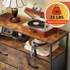WLIVE Fabric Dresser for Bedroom with Open Shelves, Tall Dresser with 8 Drawers, Storage Tower with Fabric Bins, Chest of Drawers for Closet, Hallway, Rustic Brown Wood Grain Print - color: Rustic Brown Wood Grain Print, style: Raised Shelves