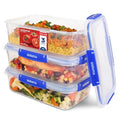 Sistema KLIP IT+ 2.2L Rectangle Food Storage Containers (3-Pack), Stackable & Airtight Food Boxes with Lids, Dishwasher, Freezer, & Microwave-Safe, BPA-Free, School Lunch Boxes - size: 2.2L (3-Pack)