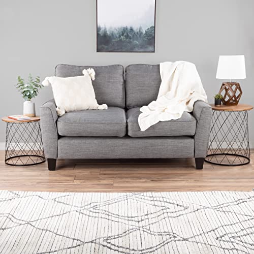 End Tables Set of 2 - Nesting Tables with Removable Wood Tops and Metal Basket Bases for Blanket Storage - Round Side Furniture for Living Room, Bedroom, or Home Office by Lavish Home (Brown) - color: Black Diamond