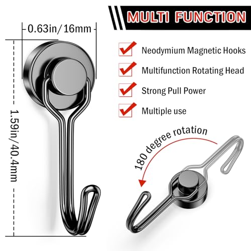 FINDMAG 100 Pack Magnetic Hooks, 30 LB+ Magnetic Hooks for Cruise Cabins, Strong Rare Earth Magets with Hooks for Refrigerator, Magnetic Hanger for Office, Kitchen, Bathroom, Garden, Beach, Black - color: Black, size: 100Pack 30Lbs+