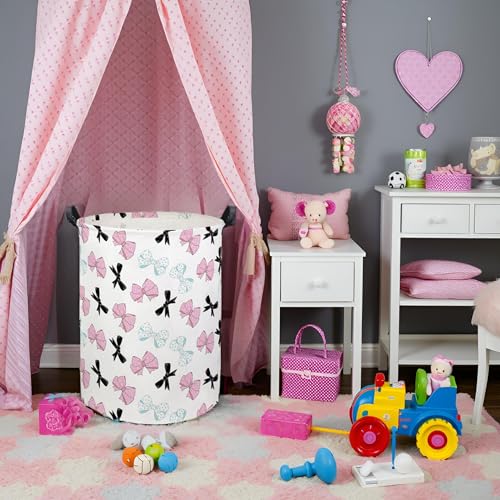Butterfly Baby Laundry Basket Baby Hamper for Nursery Girl Kids Butterfly Hamper Cute Kids Toys Storage Bin Organizer Butterfly Room Decor for Home(Bowknot) - color: Bowknot