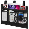 Bedside Caddy Storage Organizer, Hanging Storage Bag Pocket for Bunk/Hospital Beds,College Dorm Organizer for Remotes Phone,College Dorm,Camp,Bed Rails(4 Pockets),Black