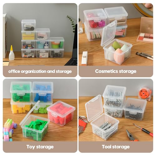 10-Pack Small Plastic Containers with Lids, Clear Stackable Storage Boxes & Bins Organizer for Bead Organizer, Craft Storage, Stickers, Jewelry & Small Items – Square Small - size: Clear Square Small - 10 Pack