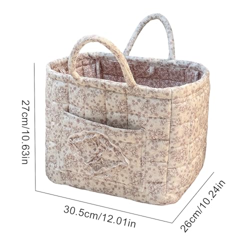 Floral Fabric Storage Basket Car Interior Storage Basket Underwear Sundries Laundry Baskets Supplies Home Organizer Bag (Pink Floral) - color: Pink Floral