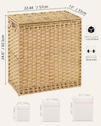 SETVSON Laundry Hamper with Lid Wicker Laundry Basket 112 L (29.6 Gal) Laundry Hampers Handwoven Rattan Clothes Hamper with Handles 3 Removable Liner Bag, 6 Mesh Bags for Bathroom Bedroom Natural - color: Natural, size: 29.6 Gal