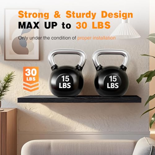 BAYKA Floating Shelves for Wall, 36 inches Long Wall Mounted Rustic Wood Shelves for Bathroom, Bedroom, Living Room, Kitchen, Office, Hanging Shelf for Books/Storage/Decor(Black,Set of 2) - color: A. Black - Universal Classic Style, size: 36inches