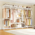 ONBRILL F5 Extra Large Industrial Pipe Clothing Rack, Freestanding Portable Closet Organizer System with Shelves & Hanging Rods, 88.6'' Wide Heavt Duty Clothes Rack, Max Load 1300lbs, White - color: White