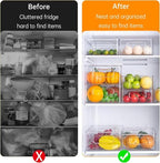 12 Pack Refrigerator Organizer Bins, 3 Sizes Stackable Clear Pantry Storage with Handles for Fridge, Freezer, Shelves, Drawer, Snack Organizer for Home & Kitchen - size: 12 Pack