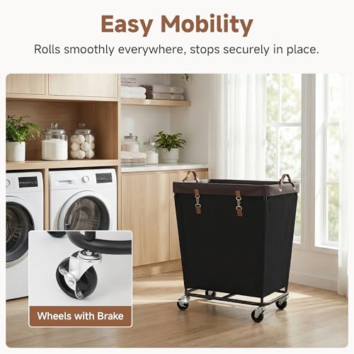 StorageWorks 210L Laundry Basket with Wheels, Extra Large Rolling Hampers for Clothing Organizer, Dirty Clothes Basket for Hotel, Home, Closet, Dorm, Black - color: Black, size: 210L