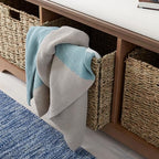 Safavieh American Homes Collection Lonan Grey and White Wicker Storage Bench - color: Sepia