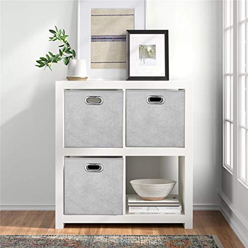 Fabric Cubicle Storage Cubes Bins 10.5x10.5 x 11 In Pattern Collapsible Storage Cube Boxes Grey White Cloth Storage Cubes Baskets Foldable Inserts Drawer Storages for Cube Organizer Storage QY-SC14-3 - color: Gray-white dots(Set of 3)