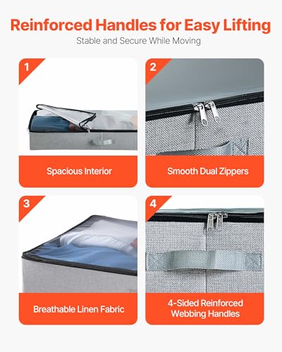 VEVOR Under Bed Storage with Clear Lids, 33.5 x 16.9 x 4.7 Inch, 45L Large Underbed Clothes Storage Containers, Low Profile Under Bed Drawer Shoe Organizer Bins Box for Blanket Shoe Bedroom, 2 Pack - style: B