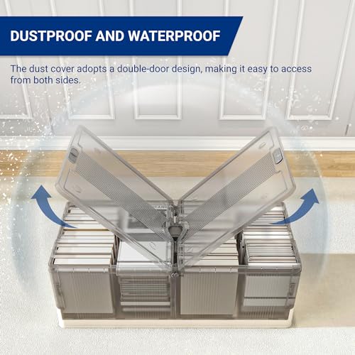 FLEXIMOUNTS 2-Pack Under Bed Storage with Wheels, 108 QT Large Collapsible & Stackable Containers, Foldable Organizer Bins for Blankets, Shoes, Books, Bedroom Closet - size: 2 pack - 27Gal