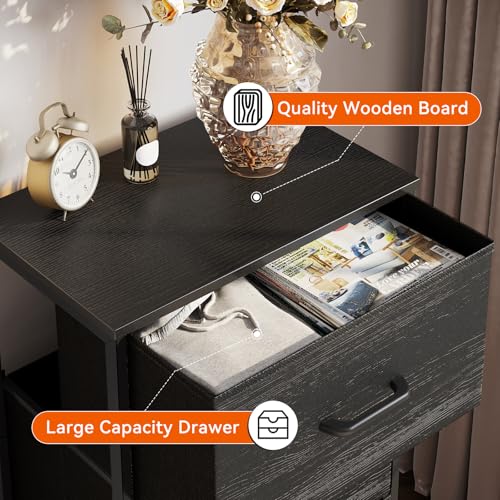 AODK Dresser for Bedroom Nightstand Small Dressers Chest of Drawers End Table for Living Room, Closet Dresser with 3 Storage Drawers Organizer Clothes, Charcoal Black - color: Charcoal Black