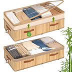 Livole Bamboo Under Bed Storage with Wheels, 6-10 inches Height Adjustable Underbed Storage Containers, 92L XXXL Large Rolling Under Bed Storage Bins for Clothes, Blankets, Sweater, Shoes, 1 Pack - size: Expandable - 10"H - Wheels