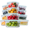 HOMBERKING 24pc Glass Food Storage Containers with Lids, Glass Meal Prep Containers, Airtight Bento Boxes, BPA Free & Leak Proof, Pantry Kitchen Storage(12 lids & 12 Containers) - Blue - color: Blue