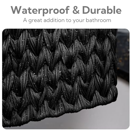 GRANNY SAYS Wicker Baskets for Organizing, Wicker Storage Basket for Shelf, Woven Baskets Oraganizer, Waterproof Vanity Basket for Towel, Home Organization, Black, 3-Pack - color: Black, size: 13"L x 9"W x 4"H + 2x 7¾"L x 5¾"W x 3½"H