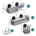 TAILI Shower Caddy Suction Cup, 3 Pack Shelves for Inside with Hooks & Soap Holder Toothbrush Cups, Removable Bathroom Organizer, Rustproof Black Shelves - style: 3 × Black