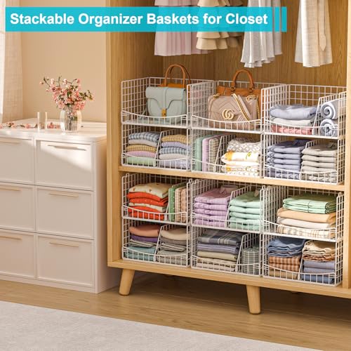 Hongtamoya 4-Tier Closet Organizers and Storage Basket with Divider, Foldable Closet Shelf Organizer System, Space-Saving Clothes Storage Drawer Organizer Bins for Wardrobe Cupboard, White - color: White, size: 12"D x 15.9"W x 35.3"H | Divided