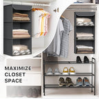 Simple Houseware 3-Shelf Hanging Closet Organizer, Fabric Storage Shelves with 57L Capacity, Dark Gray - color: Dark Grey