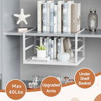 2 Pack Large Under Shelf Basket, White Undershelf Storage Basket, Heavy Duty Slide-in Hanging Storage Basket, Metal Under Cabinet Organizer for Kitchen, Pantry, Desk, Bookshelf, Cabinet - size: 2 Pack Large White