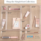 STORi SimpleSort 2-Piece Stackable Clear Drawer Organizer Set | 12" x 9" x 2" Rectangle Trays | Wide Makeup Vanity Storage Bins and Office Desk Drawer Dividers | Made in USA - size: 12x9x2"