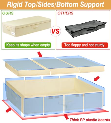 Large Wedding Dress Preservation Box ,2 Pack Underbed Storage Containers with Lids and Handles, Fits Wedding Gowns, Blankets, Comforters, Quilts & Bedding - color: Beige-2 Pack, size: 6 inch Tall