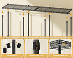 ULIFHOME E14C Pro Heavy Duty Closet Organizer System，Freestanding Clothing Racks for Hanging Clothes，Adjustable Garment Rack 70.1"W × 16.6"D × 76.4"H Hold 960 lbs，Black Rack with Grey Dustproof Cover - color: Black Rack With Grey Cover