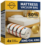 Memory Foam Mattress Vacuum Bag, Heavy-Duty Mattress Storage Bag for Moving and Transport, Mattress Compression Bag with Straps & Dual-Zip Seal (Orange Straps, King/Cal-King) - size: King/Cal-King