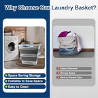 Collapsible Laundry Baskets Foldable Pop Up Laundry Hamper Plastic with Comfort Handles Folding Laundry Basket Space Saving Portable Dirty Clothes Hamper Storage Container/Organizer (Grey, 2 Packs)