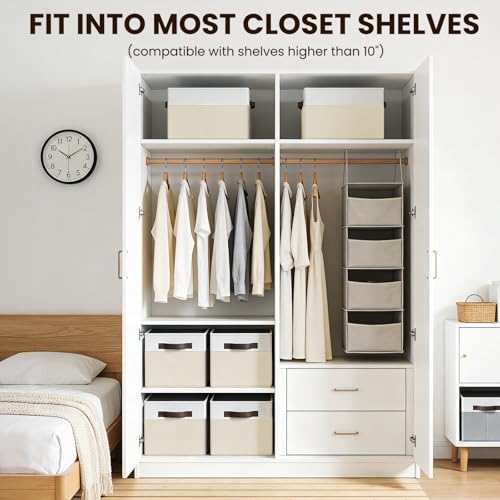 Criusia 6 Pack Large Toy Box Chest, Collapsible Sturdy Toy Storage Organizer Bins Baskets for Kids, Boys, Girls, Nursery, Playroom, Shelf Baskets for Lego Puzzle Balls, Game Organizer (14L*10W*9.5H) - color: White with Beige, size: 6pcs - Rectangular 14"x