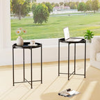 Garden 4 you Small Side Table, Mini Round End Table, Tray Table with Metal Frame, Modern Nightstand for Living Room, Bedroom, Patio, Small Space, Black - color: Black, size: 1 PCS