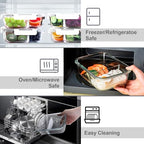 VERONES 5 Pack Glass Meal Prep Containers 2 Compartment Set, 36OZ Airtight Lunch Containers, Glass Food Storage Containers with Lids, for Microwave, Oven, Freezer & Dishwasher Friendly,White - color: White