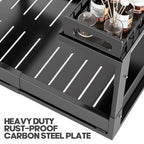 1 Pack Expandable Under Sink Organizers And Storage With Upgrade Ball-Bearing Slide Tracks,2-Tier Pull Out Under Cabinet Organizer Height Adjustable,Slide Out Under Sink Drawers-Black(Patent Pending)