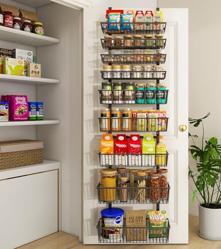 Mefirt 9-Tier Over The Door Pantry Organizer, Pantry Storage and Organization, Black Metal Hanging Spice Rack Seasoning Shelves Door, Wall Mount for Home & Kitchen, Laundry Room Bathroom Organization - color: Black, size: 9-Tier (16.54"W)