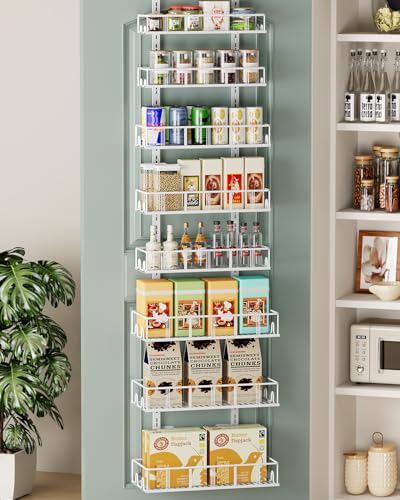Bunoxea White 8-Tier Over The Door Pantry Organizer, Pantry Organization And Storage, Metal Hanging Spice Rack Shelves Door, Home & Kitchen Essentials, Laundry Room Bathroom Organization - color: MatteWhite, size: 8 Pack