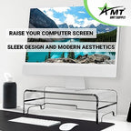 AMT Clear Acrylic Monitor Stand Riser 2 Tier, 5.5 Inches High Clear Computer Desk Organizer Shelf for Multi Media PC Storage Laptop