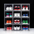 12 Pack Shoe Boxes, Clear Acrylic Stackable Plastic Sneaker Box Container, Magnetic Drop & Side Open Shoe Organizer Case Container With Lids Fits Up to Size 14 (Clear) - color: Clear