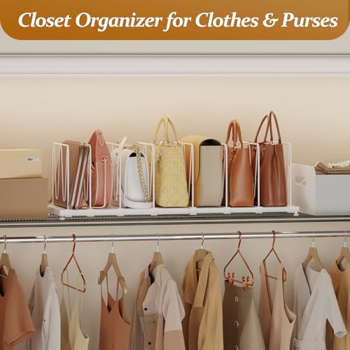 Dmevkic Extendable Purse Organizers Purse Storage. Length 16-28 in. Bag Organizer Purse Holder for Closet with 8 Adjustable Shelf Dividers Patent Pending - size: Regular Range (16–28")