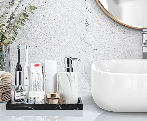 Luxspire Bathroom Vanity Tray, Resin Dresser Jewelry Ring Dish Tank Storage Kitchen Sink Countertop Organizer Plate Holder for Perfume Candles Soap Towel Plant Bathroom Accessories, M, Matte Ink Black - color: Ink Black, style: M