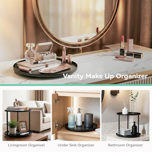 MUNEK 9" Lazy Susan Organizer,Metal Rotating Spice Rack Organization,Lazy Susan for Table Top,Pantry, Bathroom, Vanity, Black - size: 1 Tier