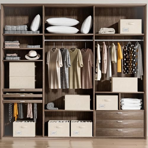 FHSQX 4 Pack Shoe Organizer for Closet,Foldable Shoe Organizer,Fits up to 48 Pairs,Storage Containers With Bottom Support for Shoes (Beige, (16.5 * 12.6 * 9.5) x4) - color: Beige