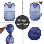 Collapsible Pop Up Laundry Hamper, Extra Large Mesh Foldable Laundry Basket Bag, 28" x 16" x 16", 2 Pack (Black + Blue) - color: 2P Black+Blue