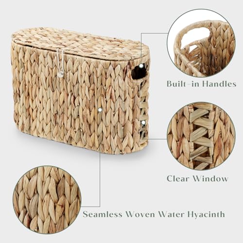 YANGQIHOME Toilet Paper Storage, Water Hyacinth Toilet Paper Storage with Lid, Papers Container for up to 6 Mega Rolls, Bathroom Basket Organizer - size: 6 Rolls