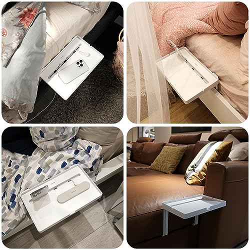Sleeper Shelf Bedside Phone Stand & Cable Organizer Lined with Silicone for Anti-Slip/Small Space Nightstand, Under Mattress, Height Adjustable