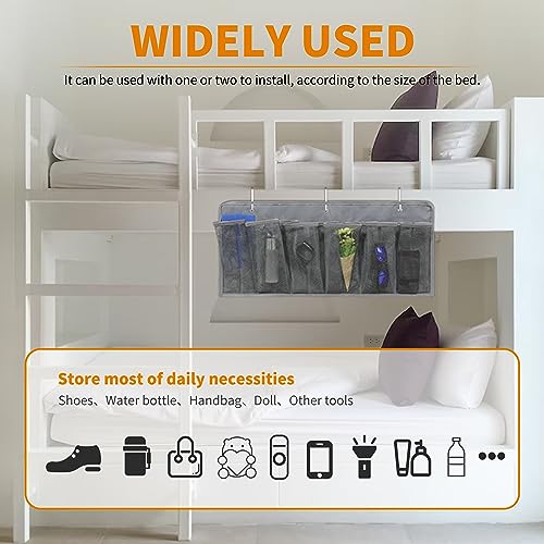 RVZONE RV Shoe Pockets 6 Large Pockets Heavy Hanging Bedside Storage Organizer with Sturdy Hooks Storage Pockets Hangs on bed for Shoes Toys and Tool Accessories - color: Grey, size: Mesh, 1pcs