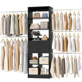Besiost Closet System, 4-8 FT Closet Organizer Tower with 2 Wooden Drawers and Shelves, Can Fit 60 to 96 inch Walk-in Closet System with 5 Hang Rods, Built-in, Black - color: Black