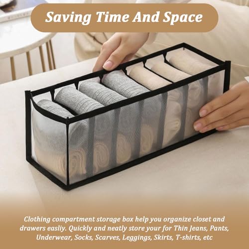 2 Pack Sock Underwear Organizer Dividers, 14 Cell Drawer Fabric Foldable Cabinet Closet Storage Boxes for Ties(Black) - color: Black, size: 14 Cell
